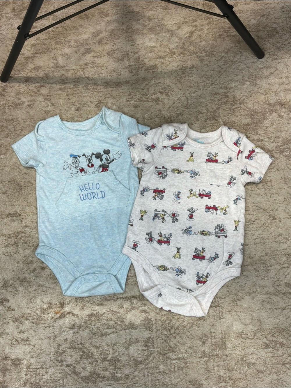 Disney Light Blue & Heather Gray Mickey One-Piece Bodysuit Set